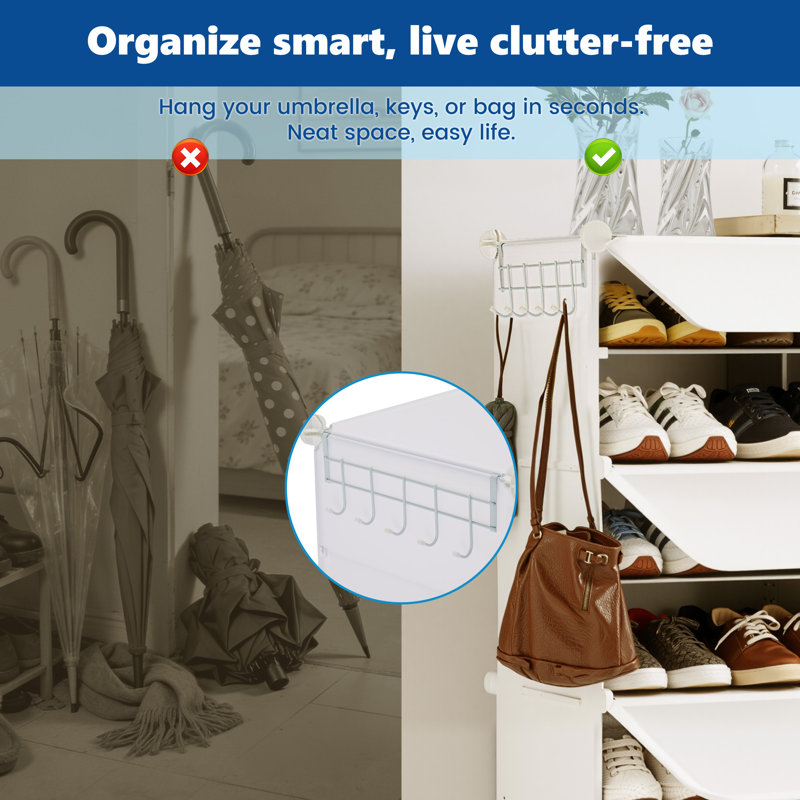Armoire de rangement pour chaussures 24 paires, Blanc, H 37,2 po x l 33,19 po x P 12,4 po