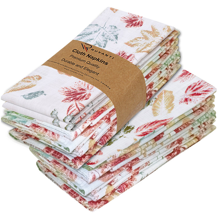 Ruvanti 100% Cotton Floral Square Kitchen Cloth Napkins & Reviews