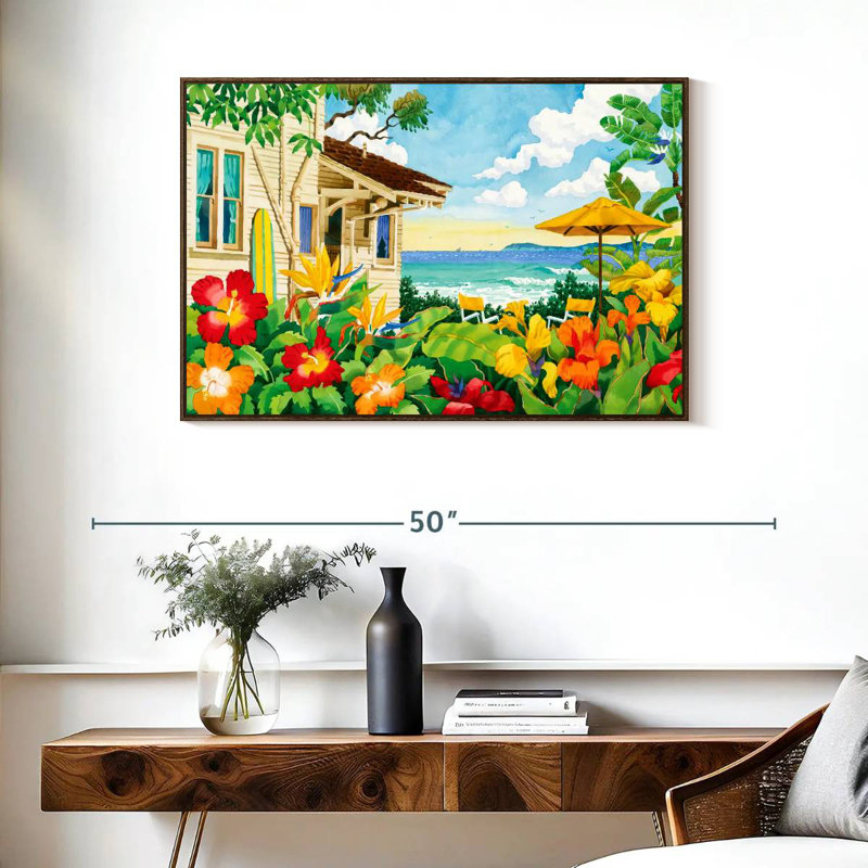 The Good Life, 37 po x 25 po, Cadre flottant noyer