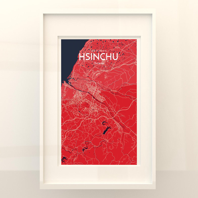 Hsinchu City Map In Nautical - No Frame Print, 17cm H x 11cm W x 0.05cm D