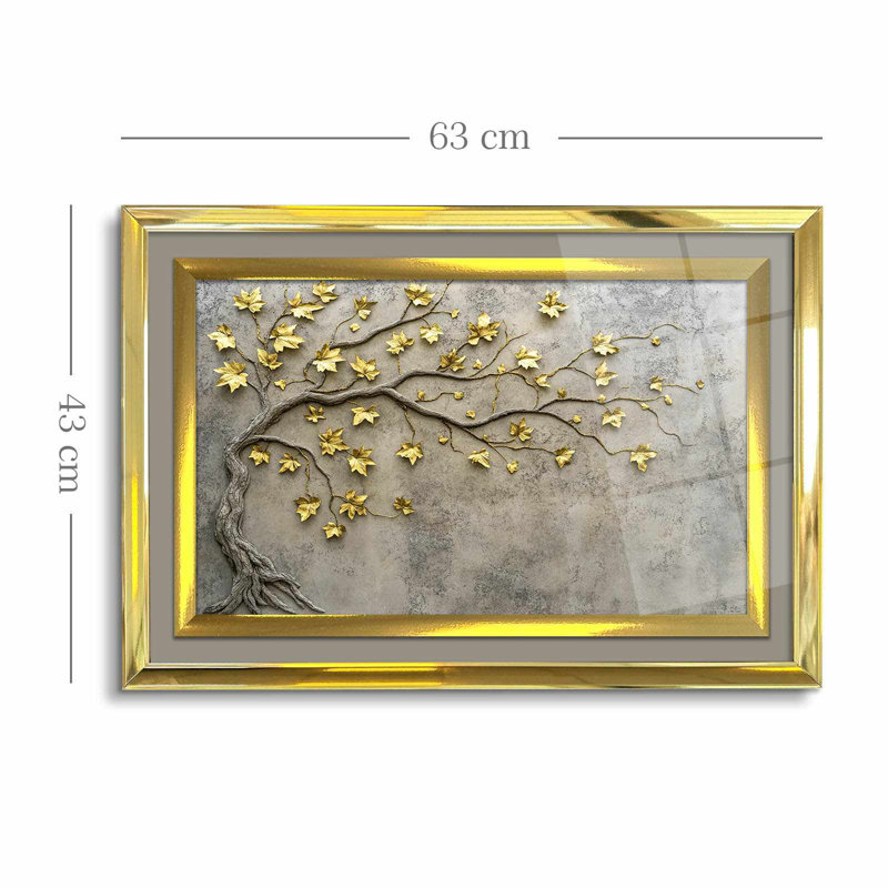 Élégante peinture décorative encadrée, 17,0 po x 25,6 po | 100% verre acrylique (épaisseur: 0,04 pouce) et cadre en bois massif (épaisseur: 1,0 pouce) | Art mural parfait pour le salon, la chambre à coucher et le bureau