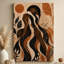 Portrait élégant d'une femme avec éléments botaniques et soleil - Impression d'art Art déco sur toile tendue sur châssis, 91,4 cm (H) x 61 cm (L), prête à être accrochée