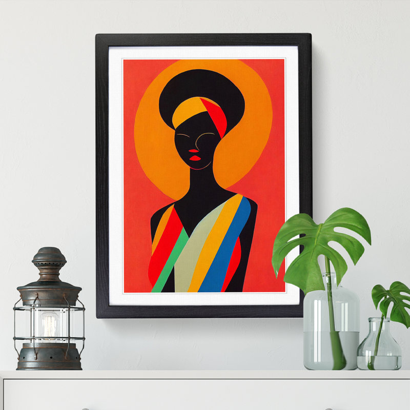 FRM-V0523-54X African Woman Cubism Vol.3 - Single Picture Frame Print, 64cm H x 46cm W x 2cm D, Oak Framed