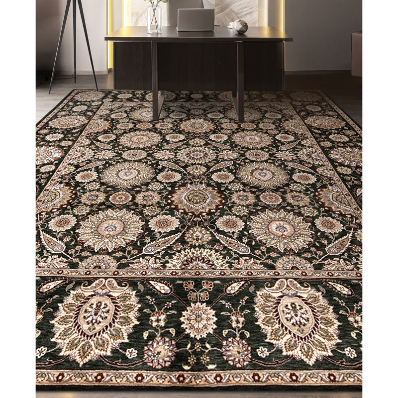 Tapis rectangulaire en laine noué à la main