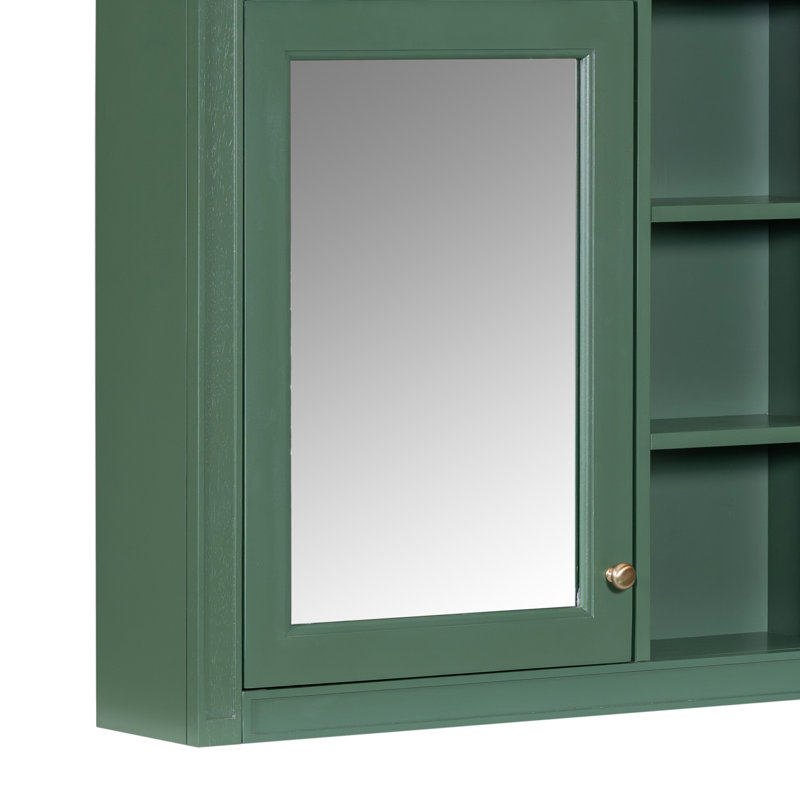 Meuble-lavabo simple 30 po avec plateau en résine et armoire à pharmacie Shaneca, Vert