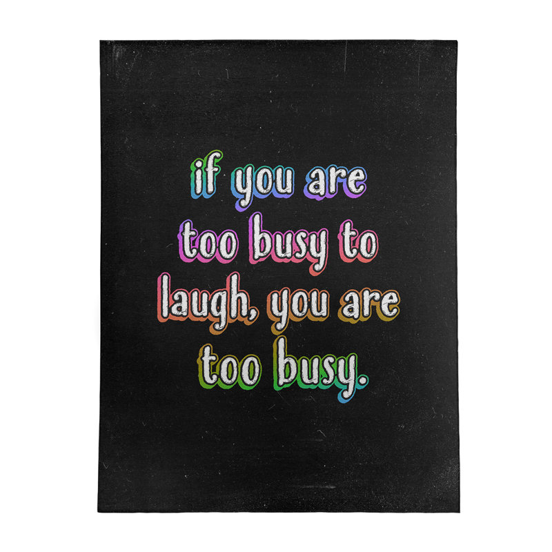 Tapis en chenille de polyester de style tableau noir «Make Time For Laughter», Rectangle 5 pi x 7 pi
