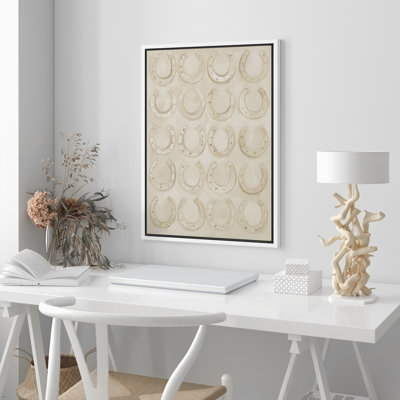 Neutral Western Horseshoe Pattern Luck Symbol Framed Canvas Master Bedroom Wall Art Work Print