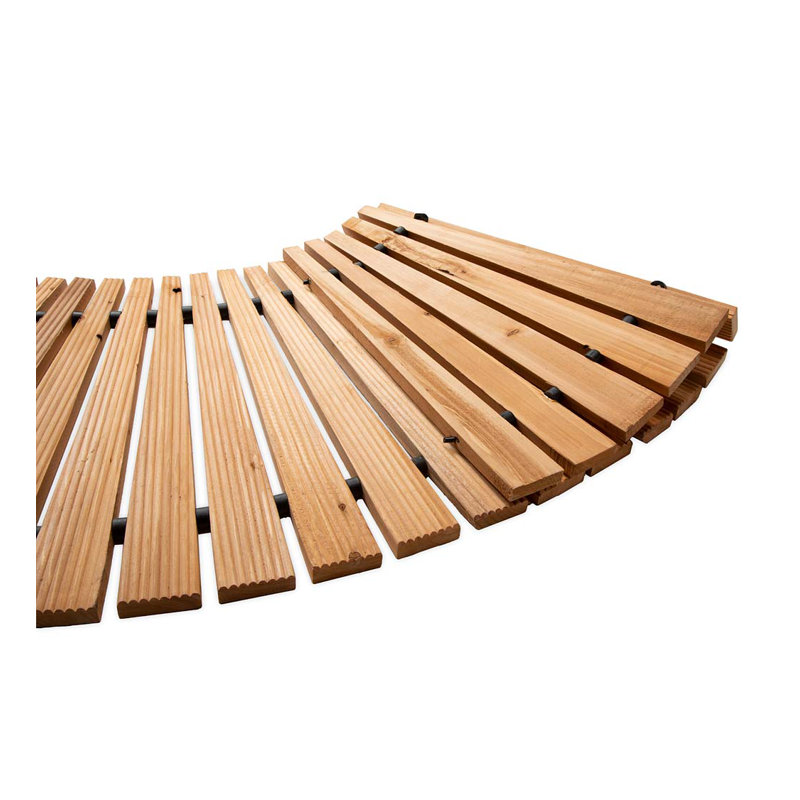 4'L Roll-Out Curved Hardwood Pathway, Brown, 17.75" W x 48" D