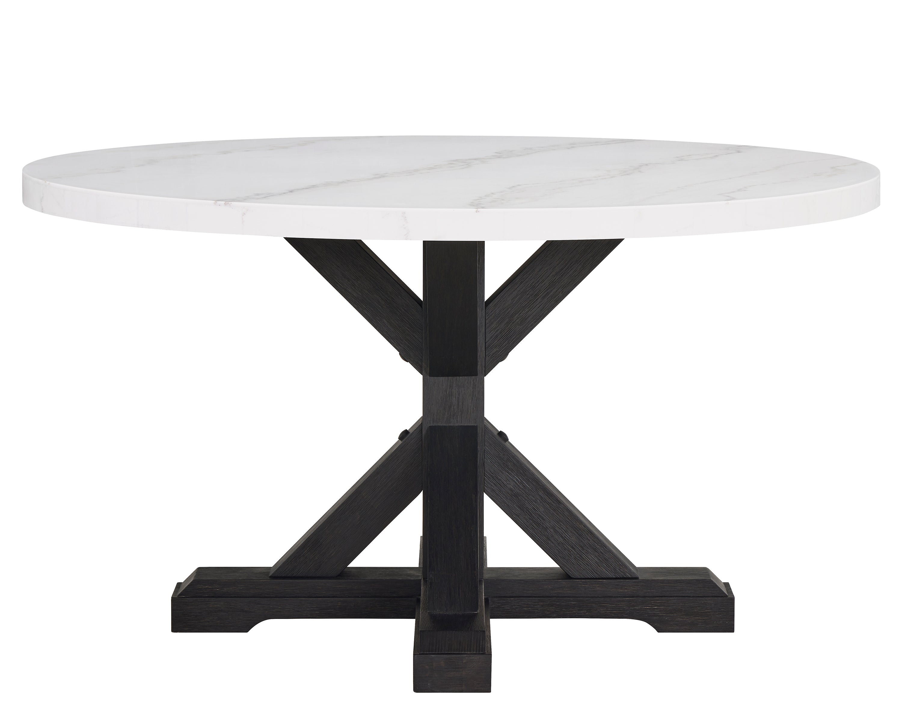 Ebern Designs Varley White/Black Genuine Marble Round Dining Table ...