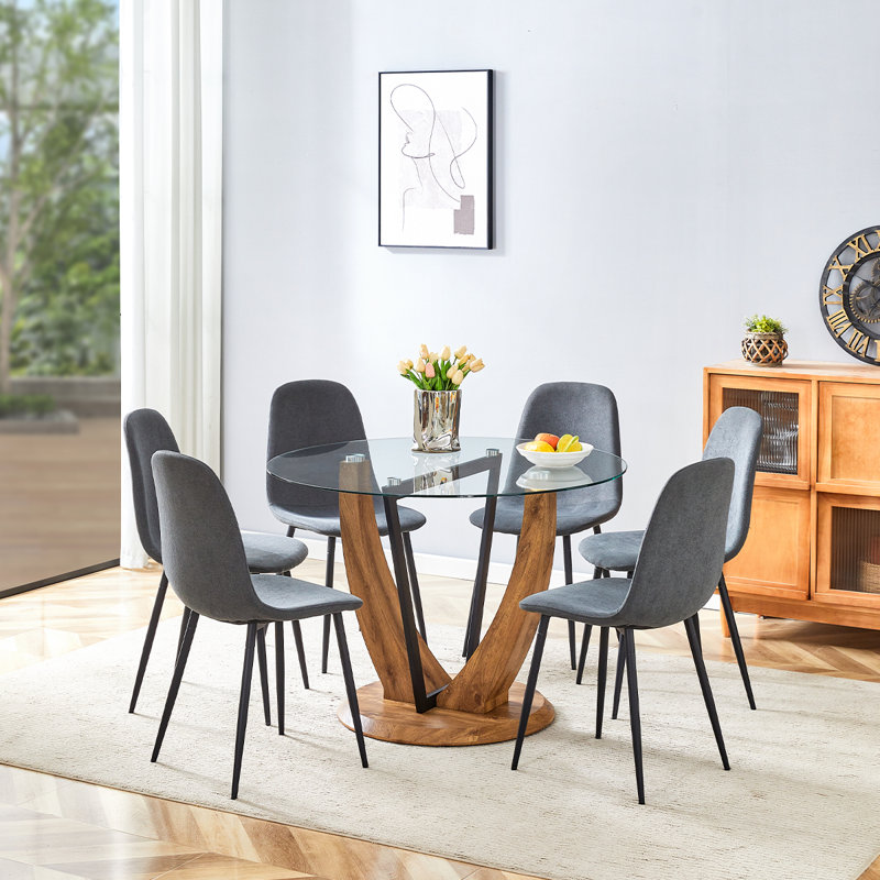 Ensemble de table ronde, Gris, 7