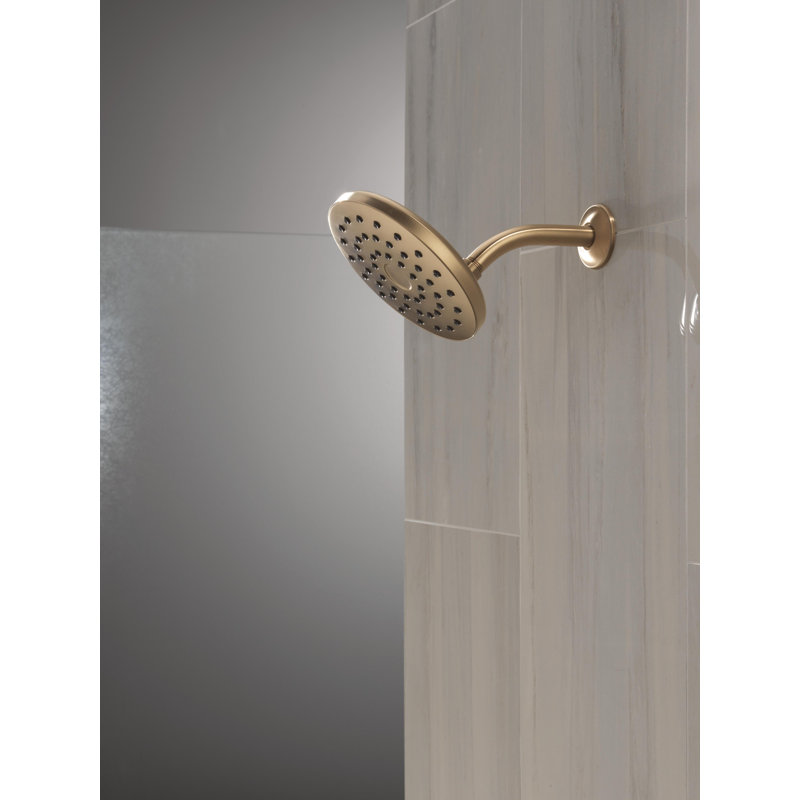 PivotPro Rain Showerhead, Single Setting 7 Inch Round Shower Head Brushed Gold, Champagne Bronze