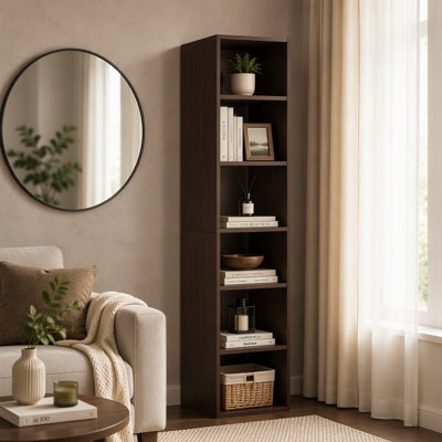70.9" Corner Bookcase, Modern 6-Tier Narrow Cube Display Shelves