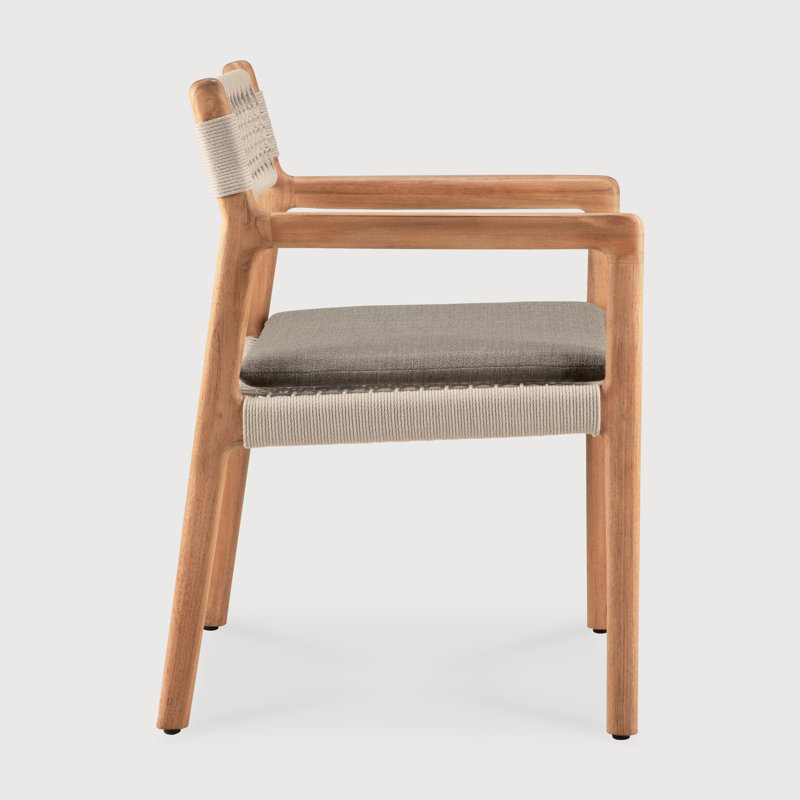 Jack Woven outdoor dining chair - teak - Beige cord - Silt fabric