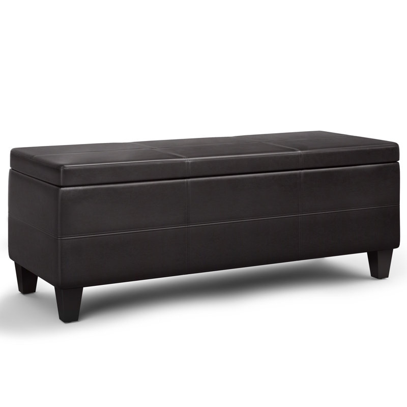 Tanners Brown Faux Leather Lift Top Storage Ottoman