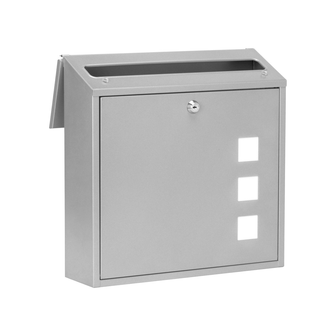 Aire Wall Mounted Galvanised Steel Lockable Weatherproof Post Box - 37x36x11cm