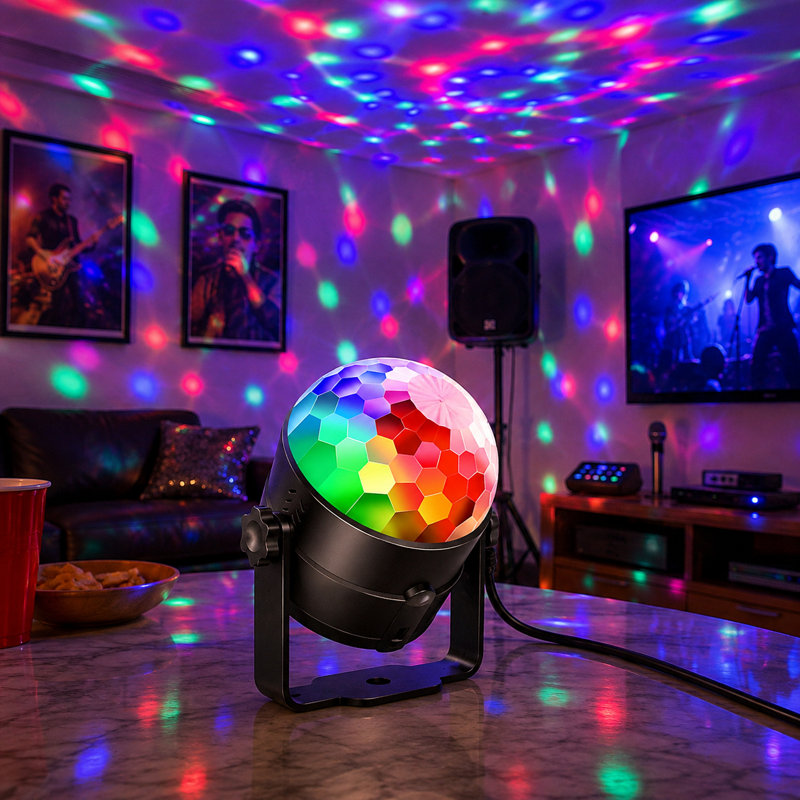 2-Pack Sound-Reactive Party Lights with Remote Control and Disco Ball Strobe Effects