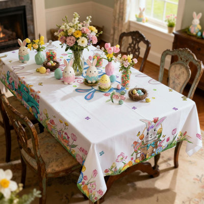 Nappe de Pâques 60 pi x 84 po rectangulaire, motif lapin, œuf et camion