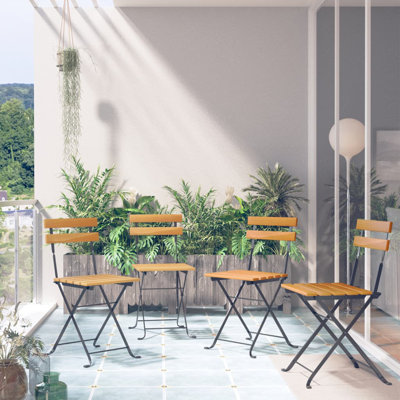 Folding Acacia Patio Dining Side Chair