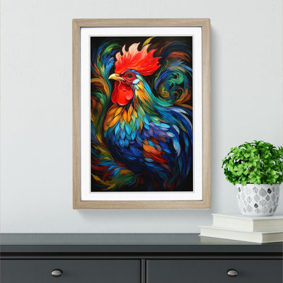 Rooster Abstract - Single Picture Frame Print on Wood