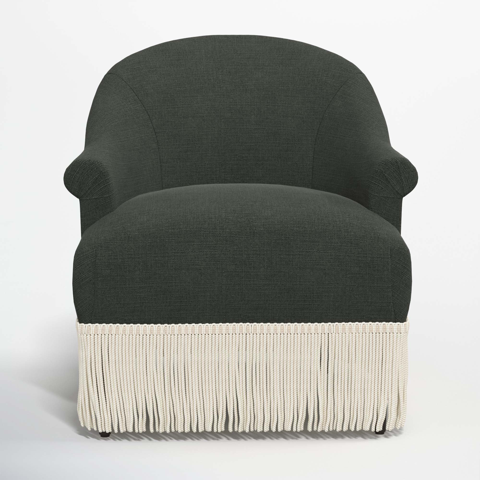 Callie Upholstered Wingback Chair, Classic Black Linen, Ivory