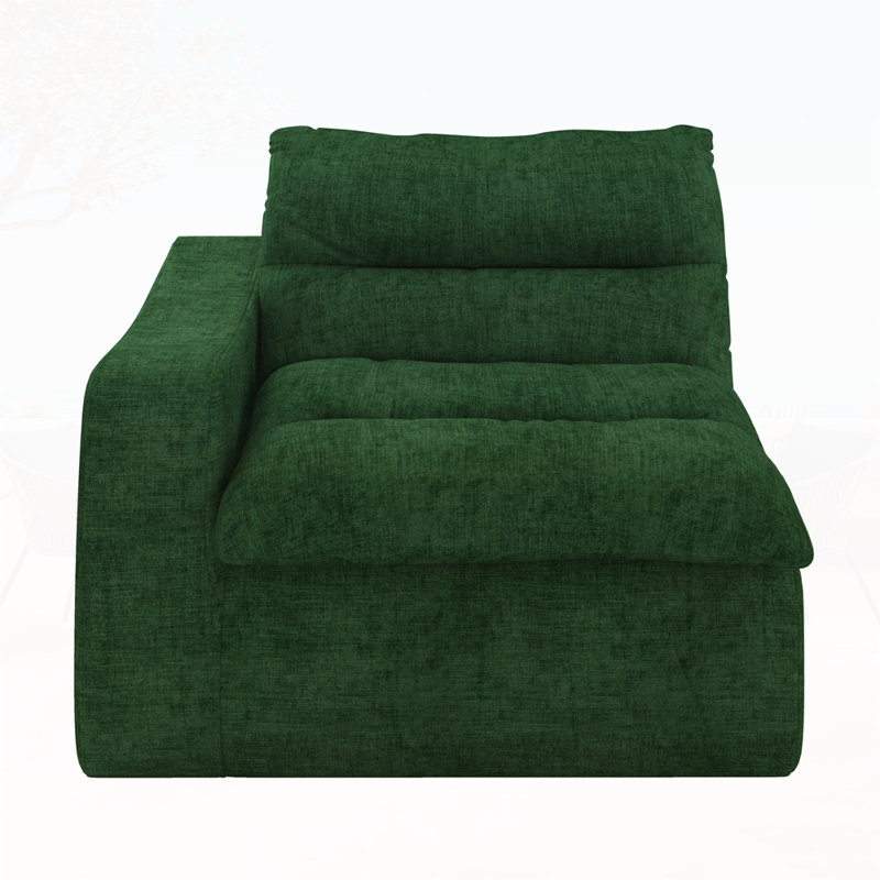 Chaise longue de plancher avec accoudoir gauche, Tissu vert