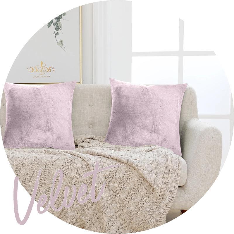 Perfas Square Scatter Crushed Velvet Cushion Cover, Pink