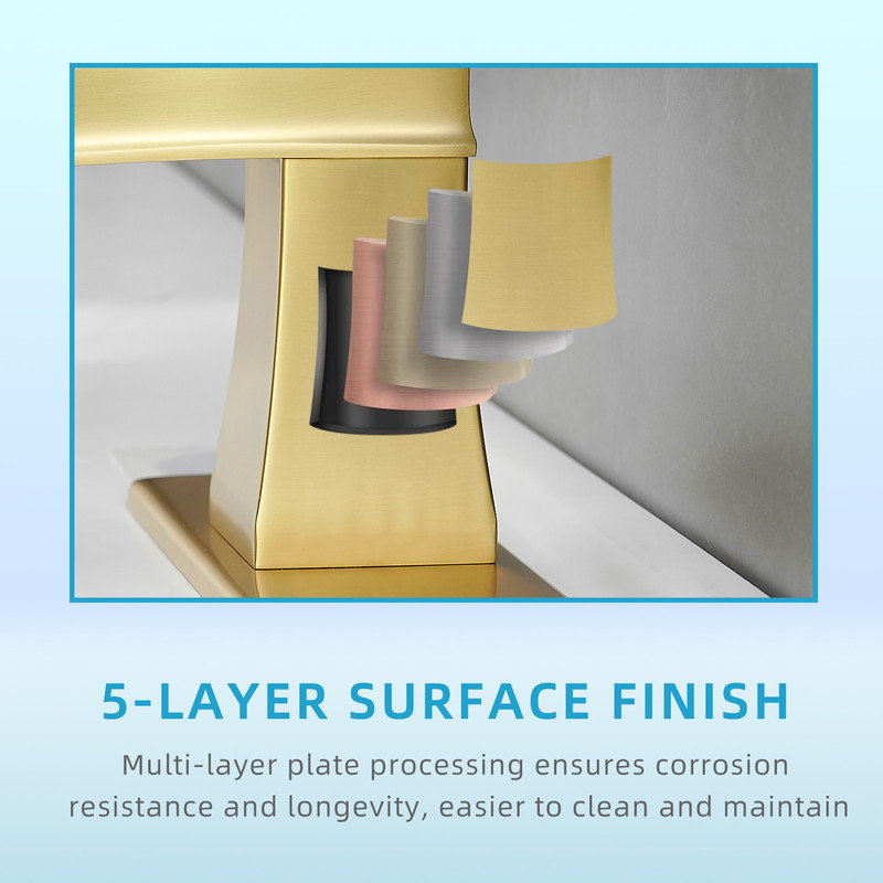 Single-handle Bathroom Faucet with Drain Assembly, Brushed Gold
