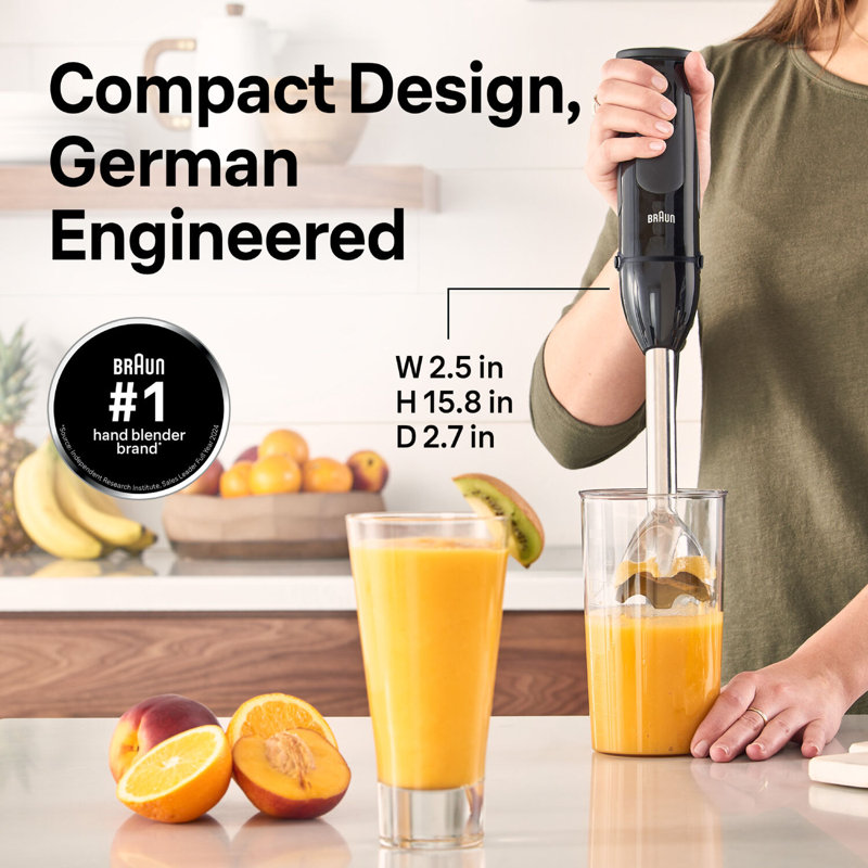 Braun Handheld Electric Immersion Blender with Whisk & Mini Food Chopper