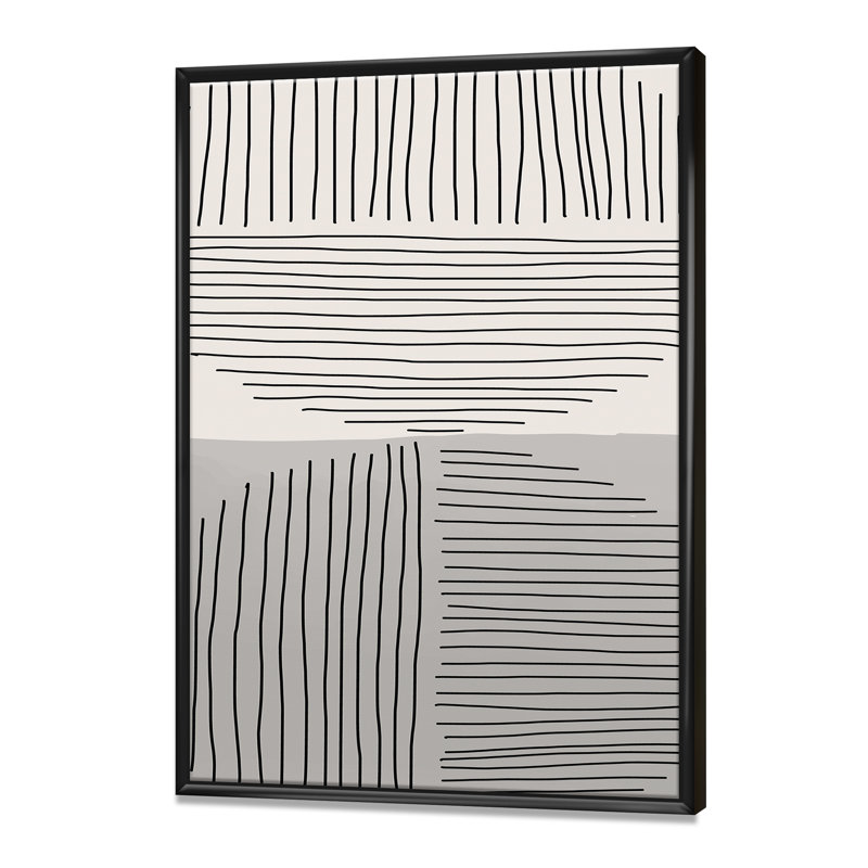 Minimal Geometric Lines and Circle VI - reproduction sur toile, H 20 po x l 12 po x P 1 po, Toile avec cadre noir