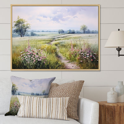 «Meadow Scenery Minimalisme Serenity II», reproduction d'art sur toile encadrée