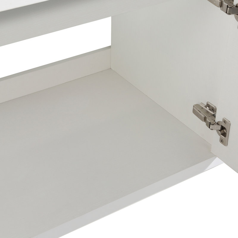 18.1'' Single Bathroom Vanity with Resin Top, White Straight Grain