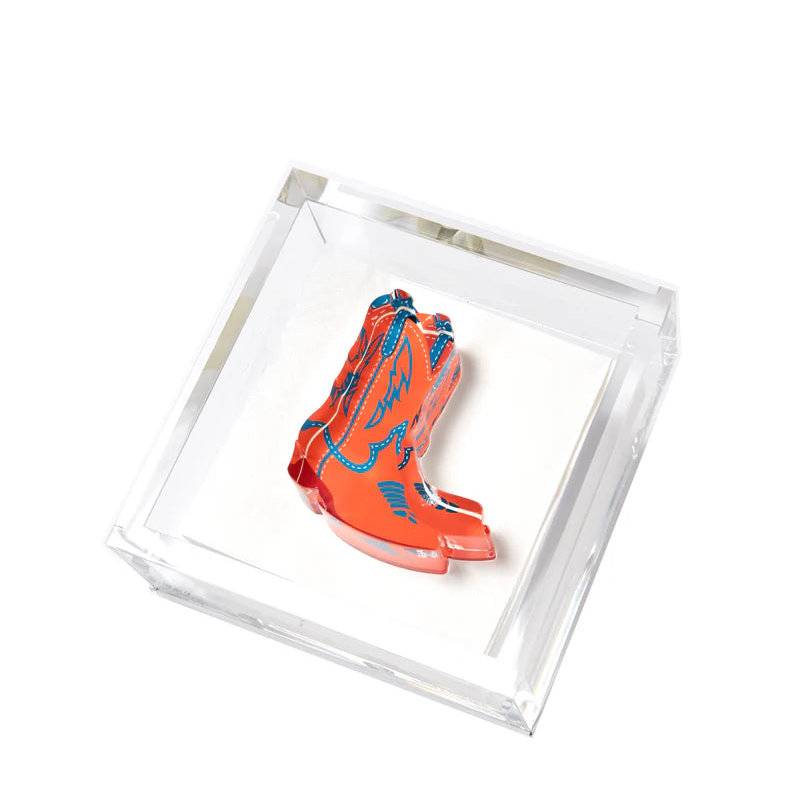 Orange Cowboy Boots Cocktail Napkin Holder, Orange