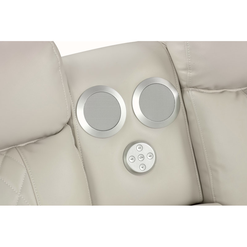 Canapé modulaire inclinable électrique de style moderne Lacrosse avec haut-parleur Bluetooth et DEL en bois et métal beige