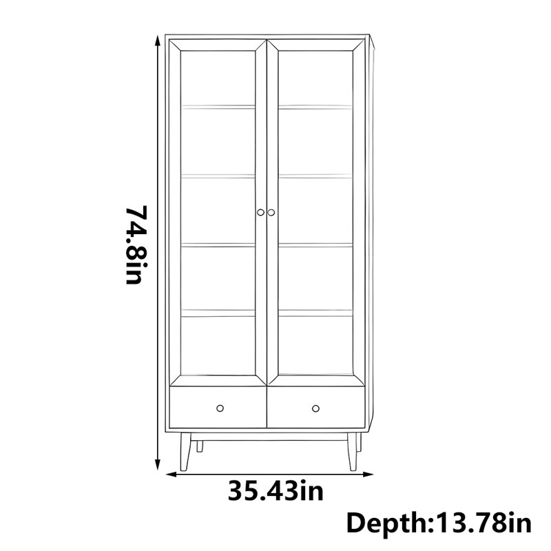 Bibliothèque de rangement populaire de grande capacité, (5 tablettes) H 74,8 po x l 35,43 po x P 13,78 po