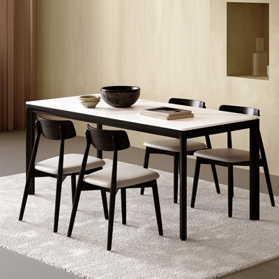 Nordic minimalist white wax wood dining table