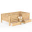 Lit simple pour enfant avec tablettes intégrées et tiroirs de rangement, escalier de sécurité et garde-corps, naturel clair-130068551-130068555