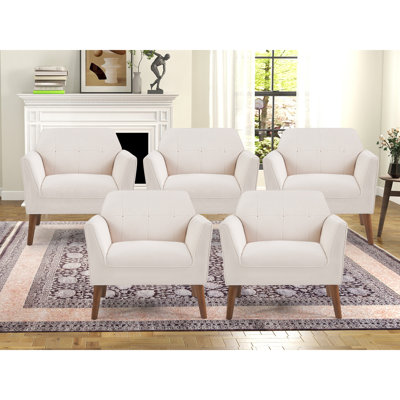 Fauteuil d'appoint rembourré en bois massif de 32,2 po de largeur Hloting