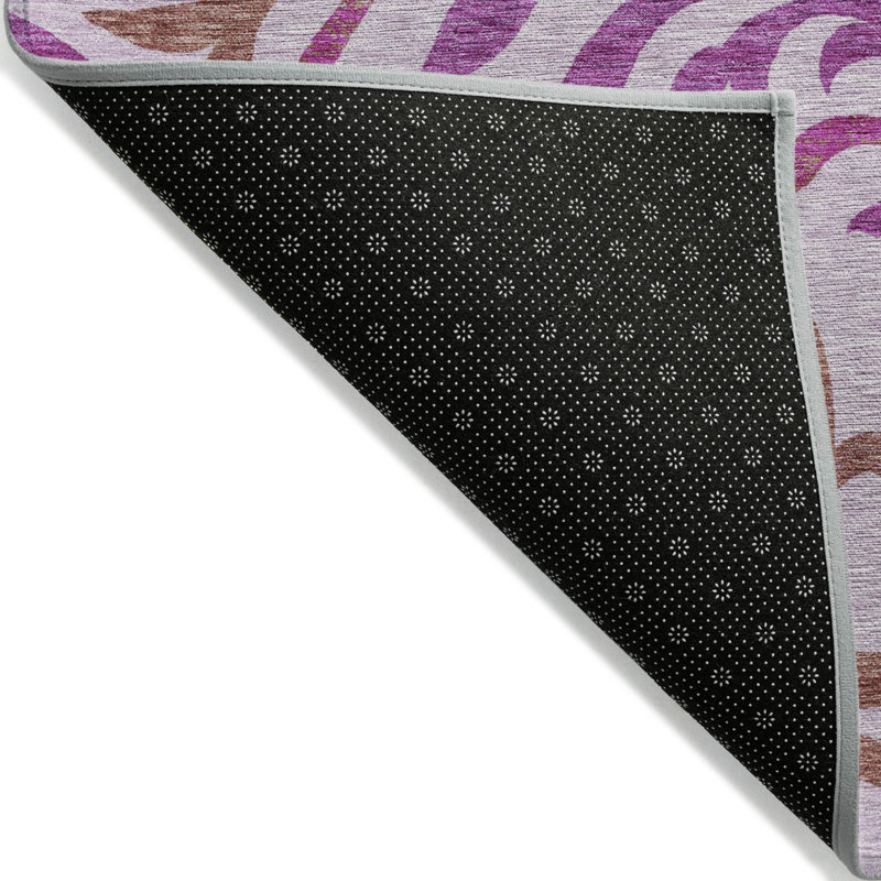 Tapis intérieur lavable à motif floral lavande 3 pi x 5 pi rosé