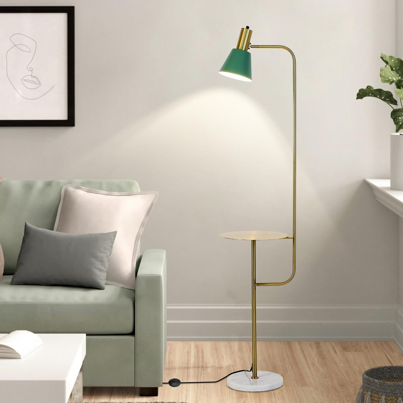 Lampe sur pied moderne avec table, 64.5", Green, Vert