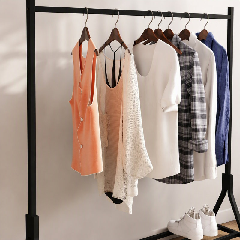 Porte-vêtements autoportant polyvalent pour la chambre à coucher, peu encombrant et élégant