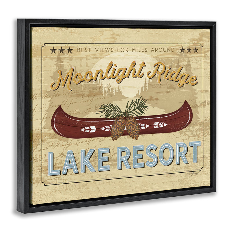 «Moonlight Ridge Lake Resort», art mural par Jennifer Pugh, H 25 po x l 31 po, Cadre flottant noir de jais