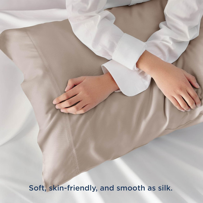 Rayon from Bamboo Pillowcase with Envelope Closure, Taupe, Queen Pillowcase