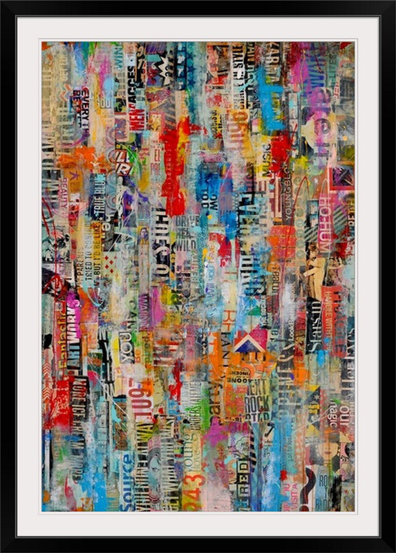 «Abstract Metromix 22» par Erin Ashley, impression, Cadre noir, H 44 po x l 32 po x P 1 po