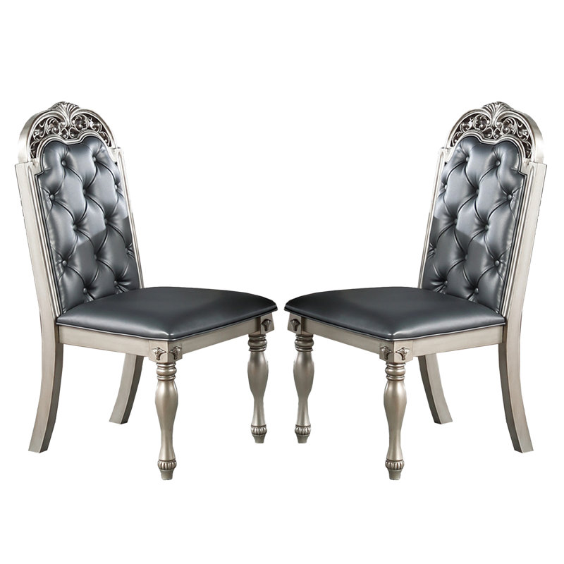 Chaises de salle à manger rembourrées argentées 2 pièces Pu