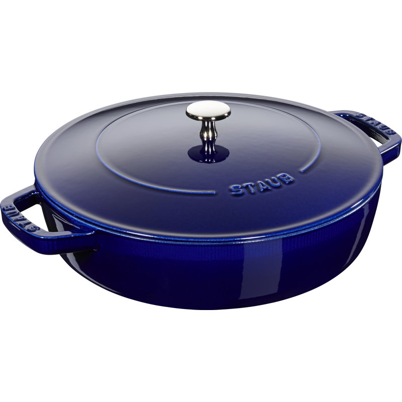 STAUB Cast Iron Round Casserole Dish, 28cm, Dark Blue