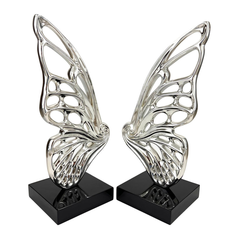 Sculpture papillon en résine chromée