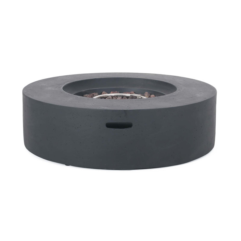 Outdoor 50,000 Btu Round Concrete Propane Fire Pit,Tank Cover Not Included, Dark Gray