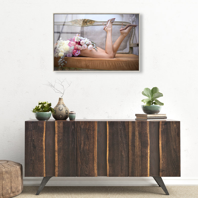 Goddess Bloom Canvas Fashion Print by Oliver Gal, 21"H x 31"W, Silver Frame