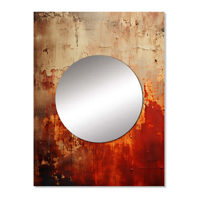 Orange Chaos Collage III - Abstract Collages Mirror, Orange Unique Wall Mirror, Printed Metal Art