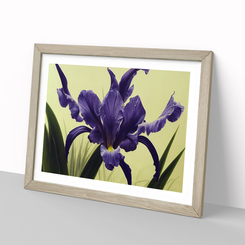 Cute Iris Flowers - Framed Print, 46cm H x 64cm W x 2cm D, Oak